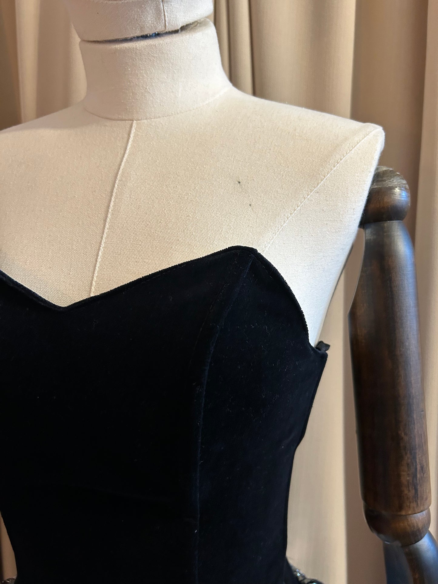 Velvet Corset Top With Ruffle