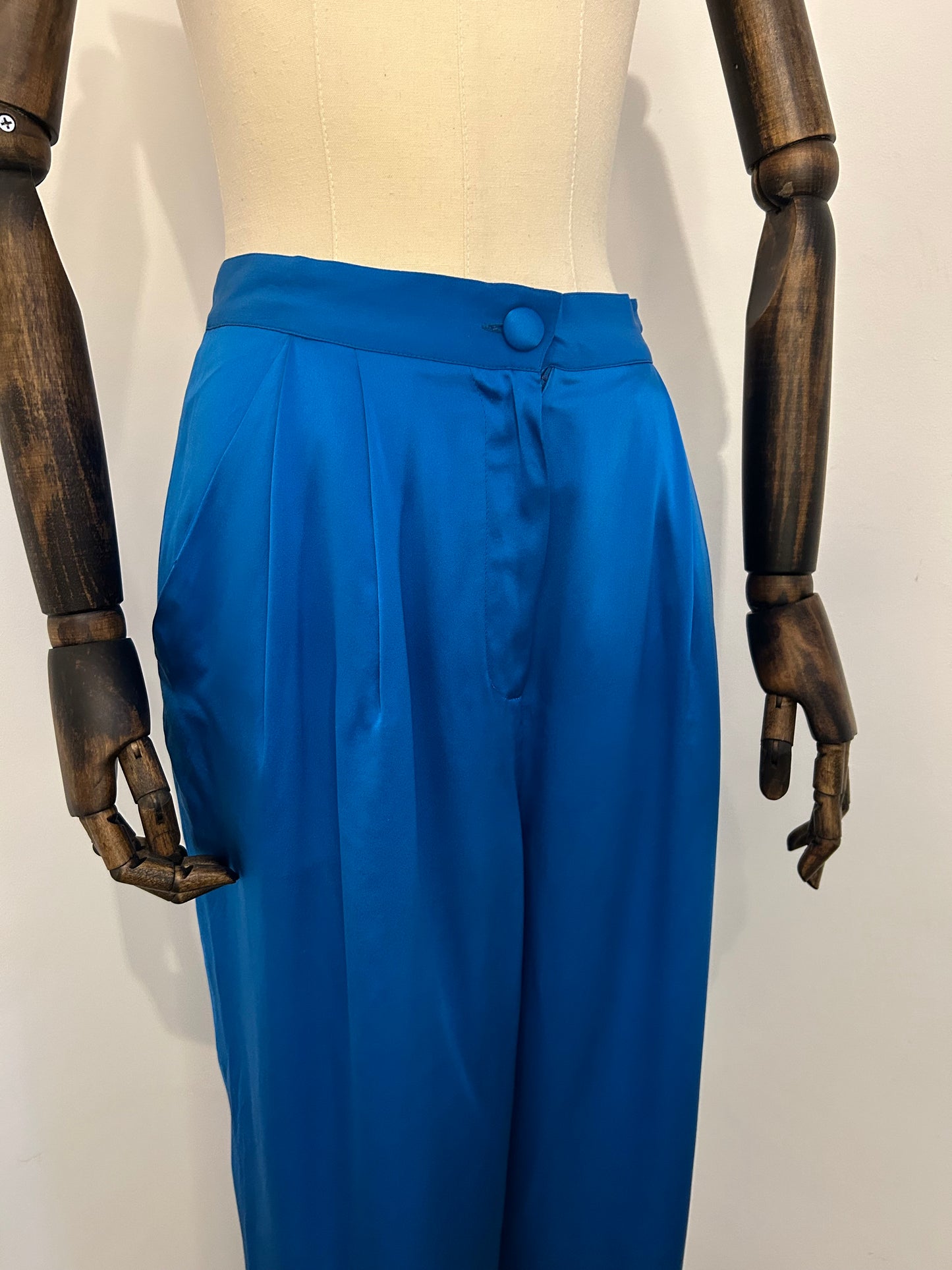 Electric Blue Silk Trousers by Christina Stambolian