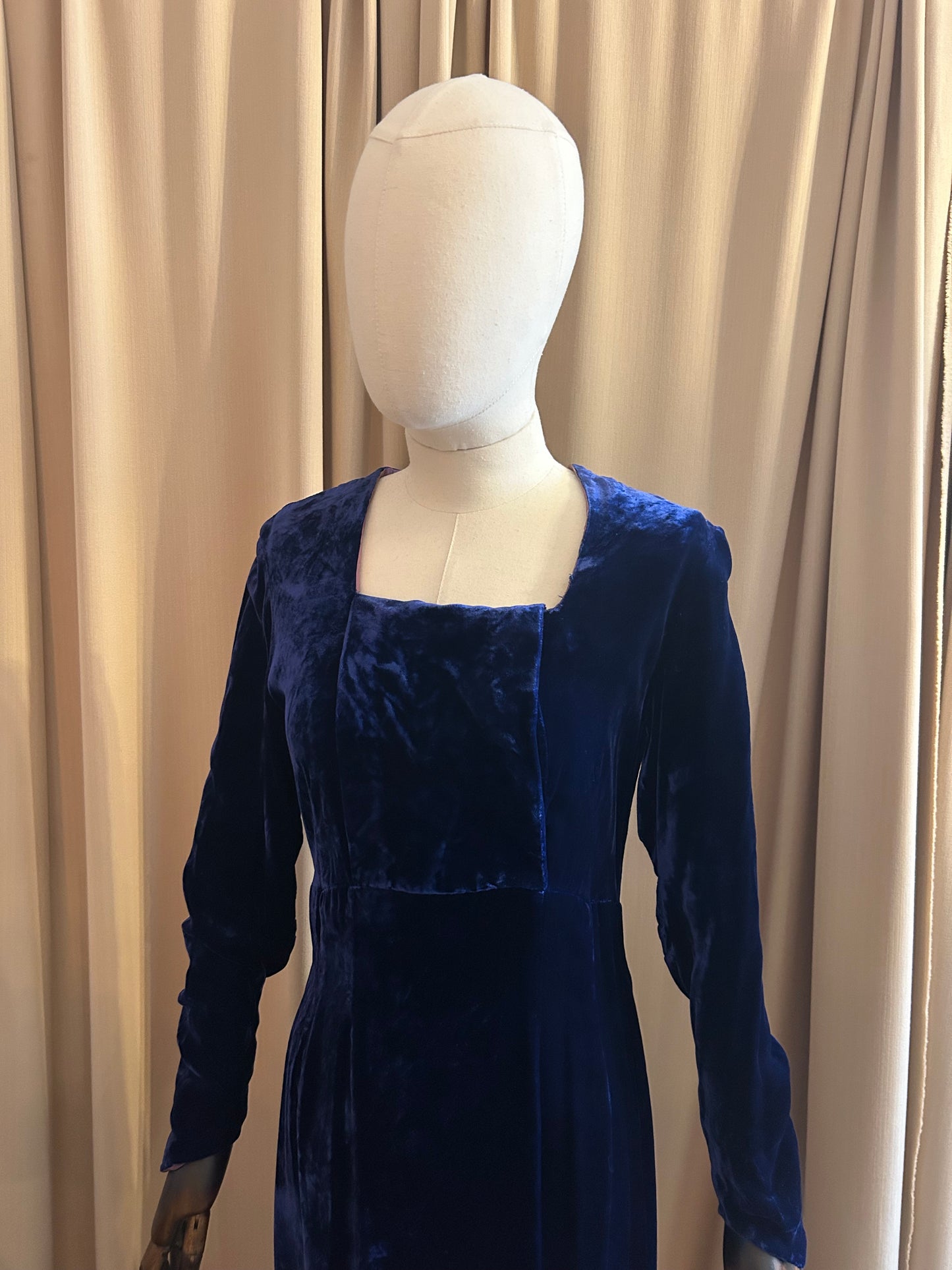 Blue Silk Velvet Gown