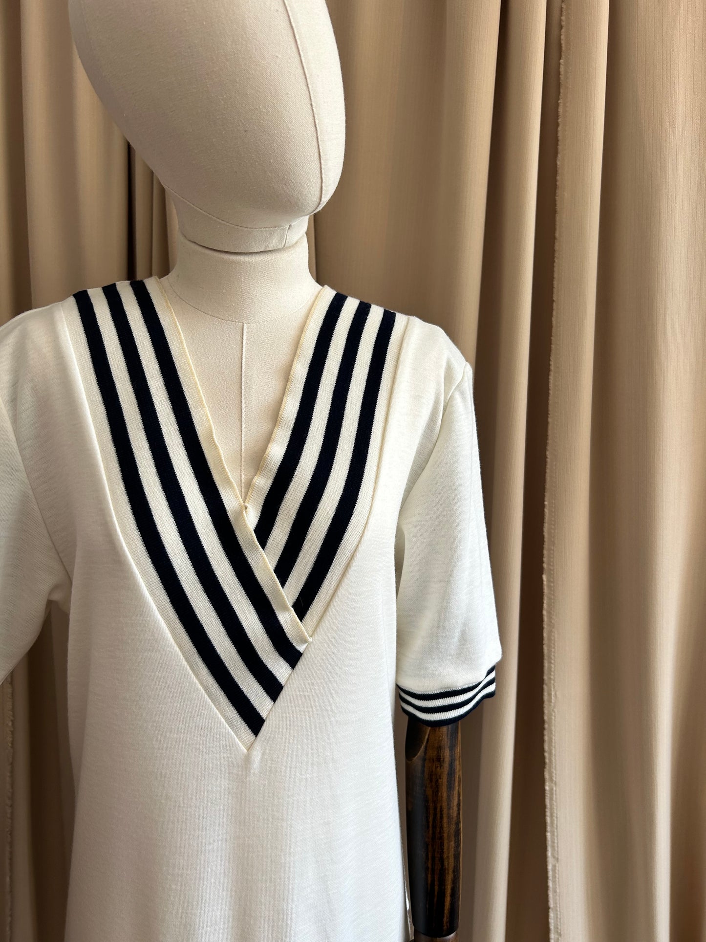 White and Navy Casual Dress