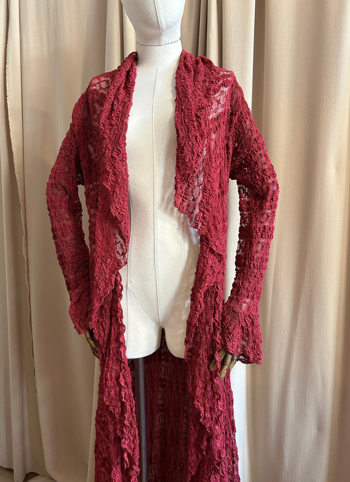Longline Burgundy Lace Cardigan