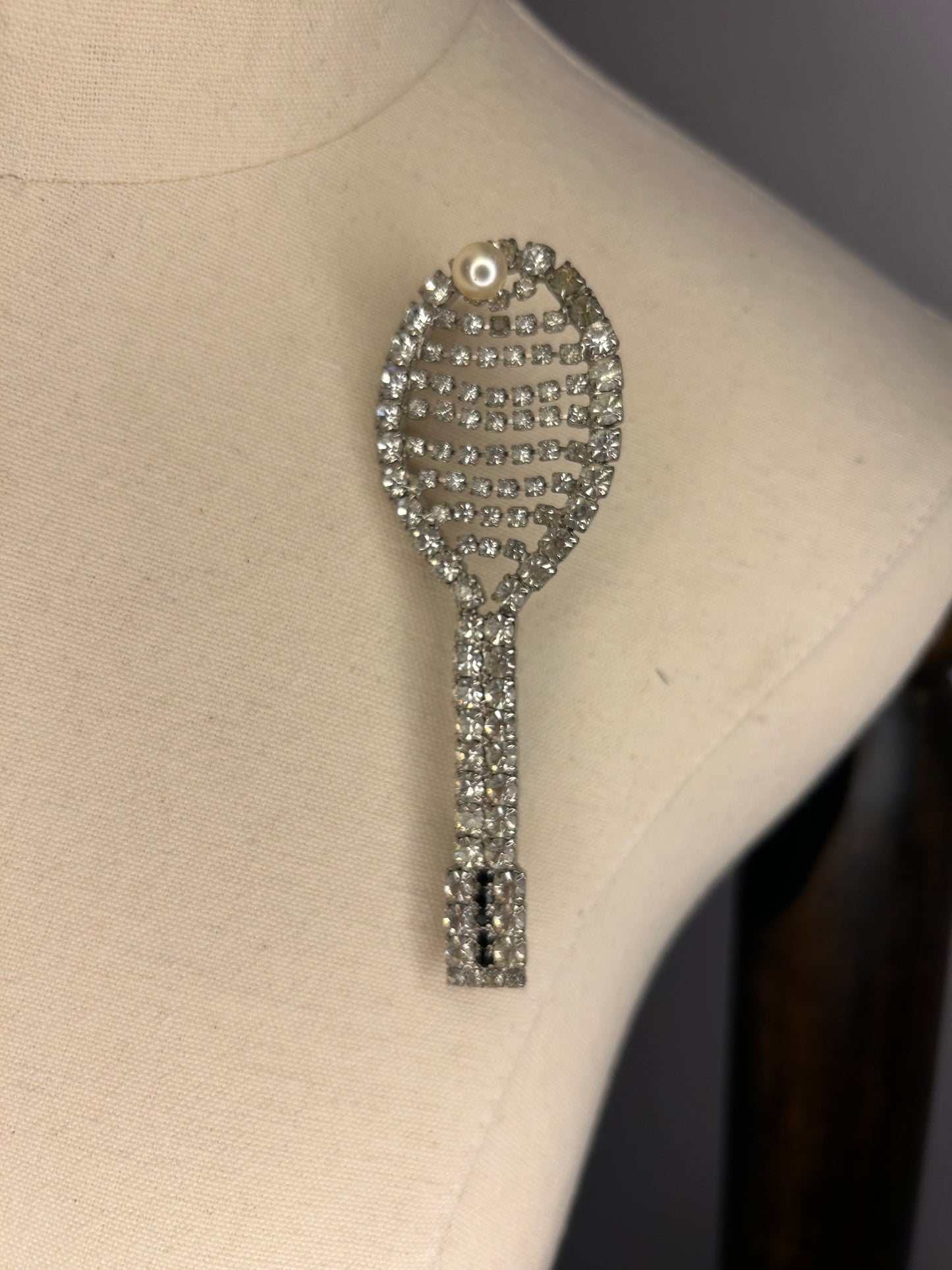 Tennis Racket Diamanté brooch