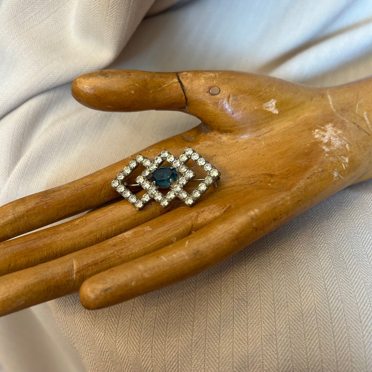 Rhinestone Brooch with Blue Stone