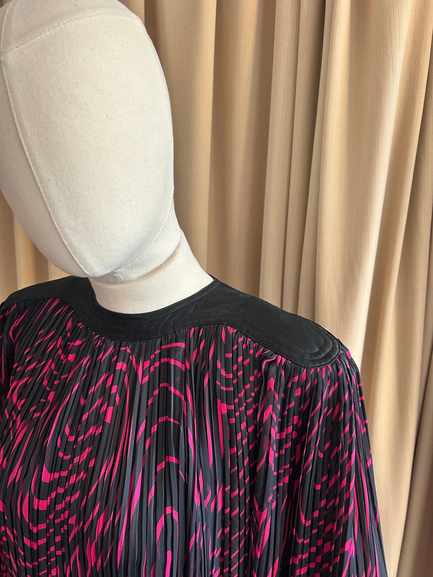 Black and Pink Pleat Dress