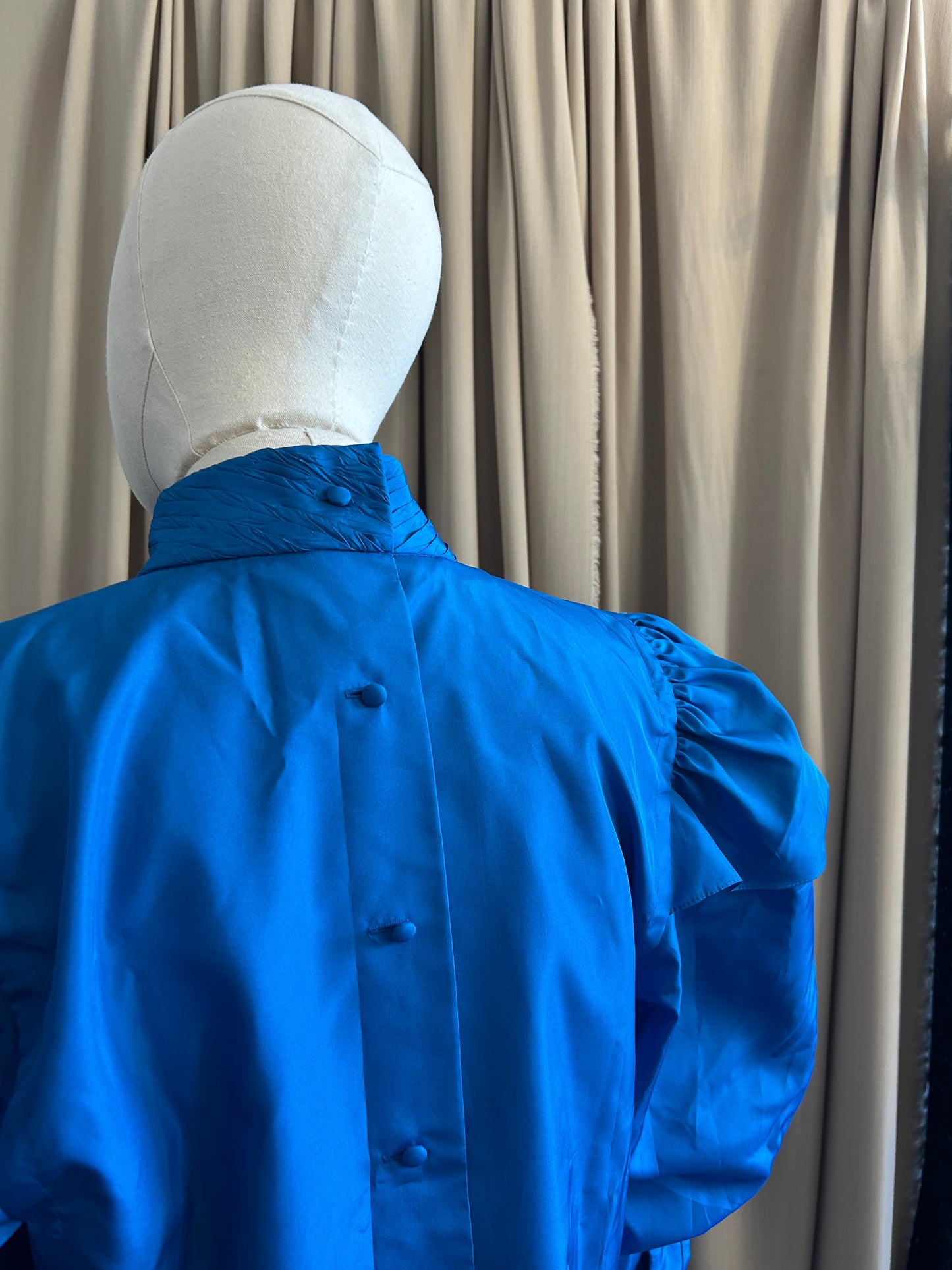Electric Blue Balloon Sleeve Blouse