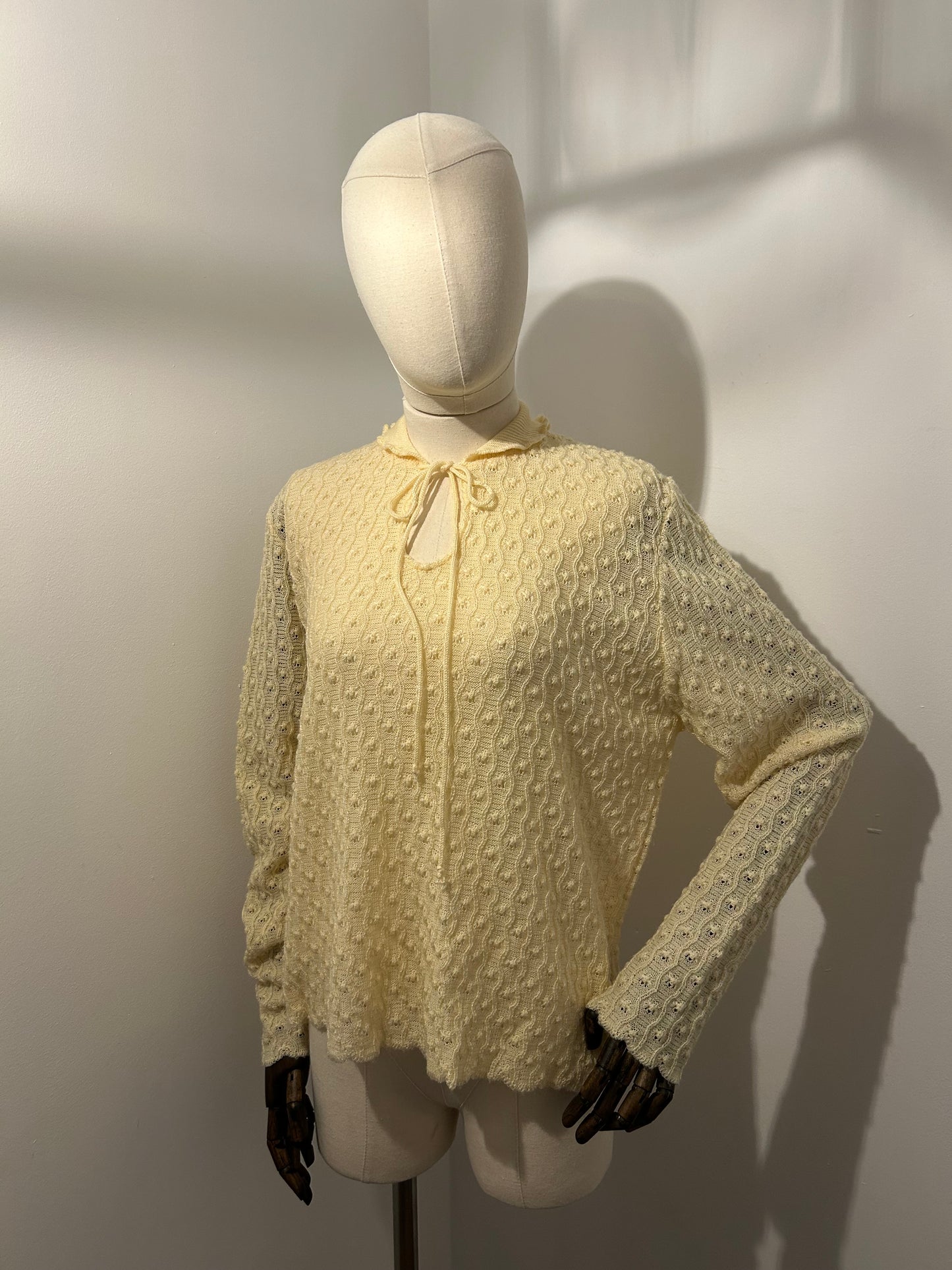 Lemon Knitted Tie Neck Jumper