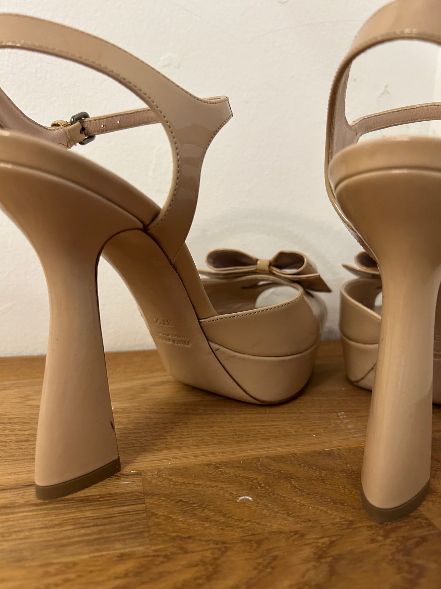 Miu Miu Patent Nude Platform Heels