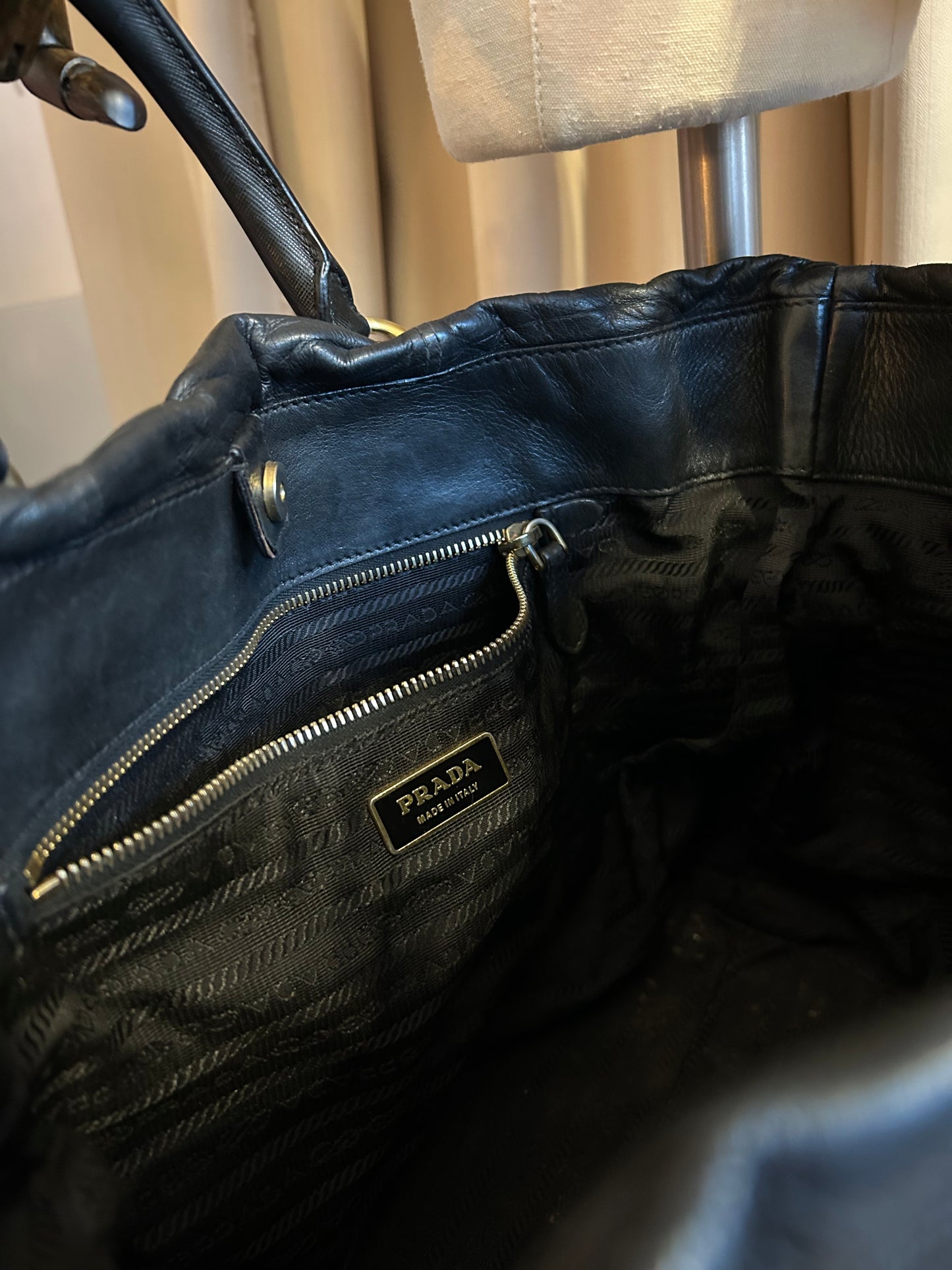 Prada Ruched Leather Tote