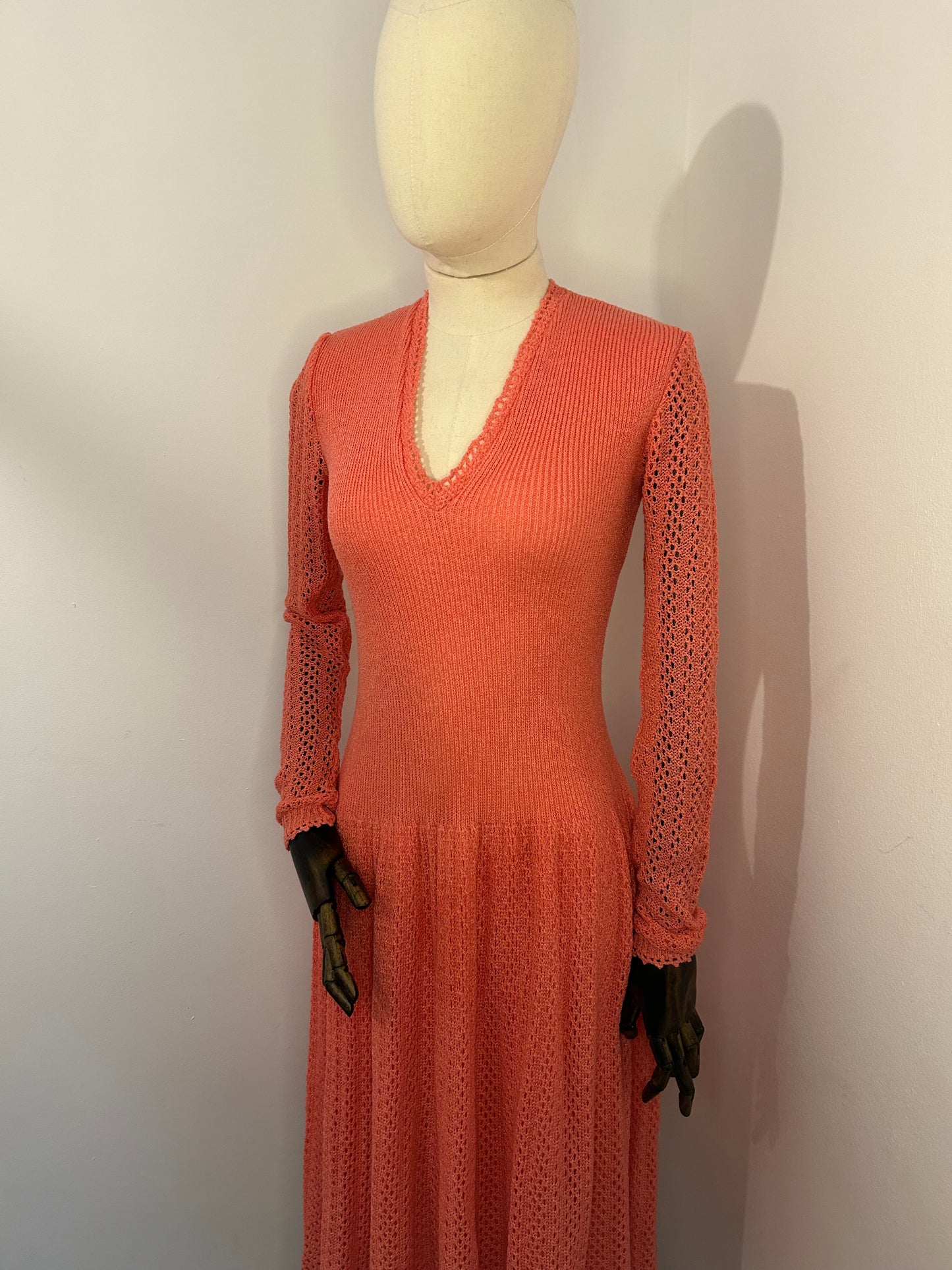 Coral knitted dress