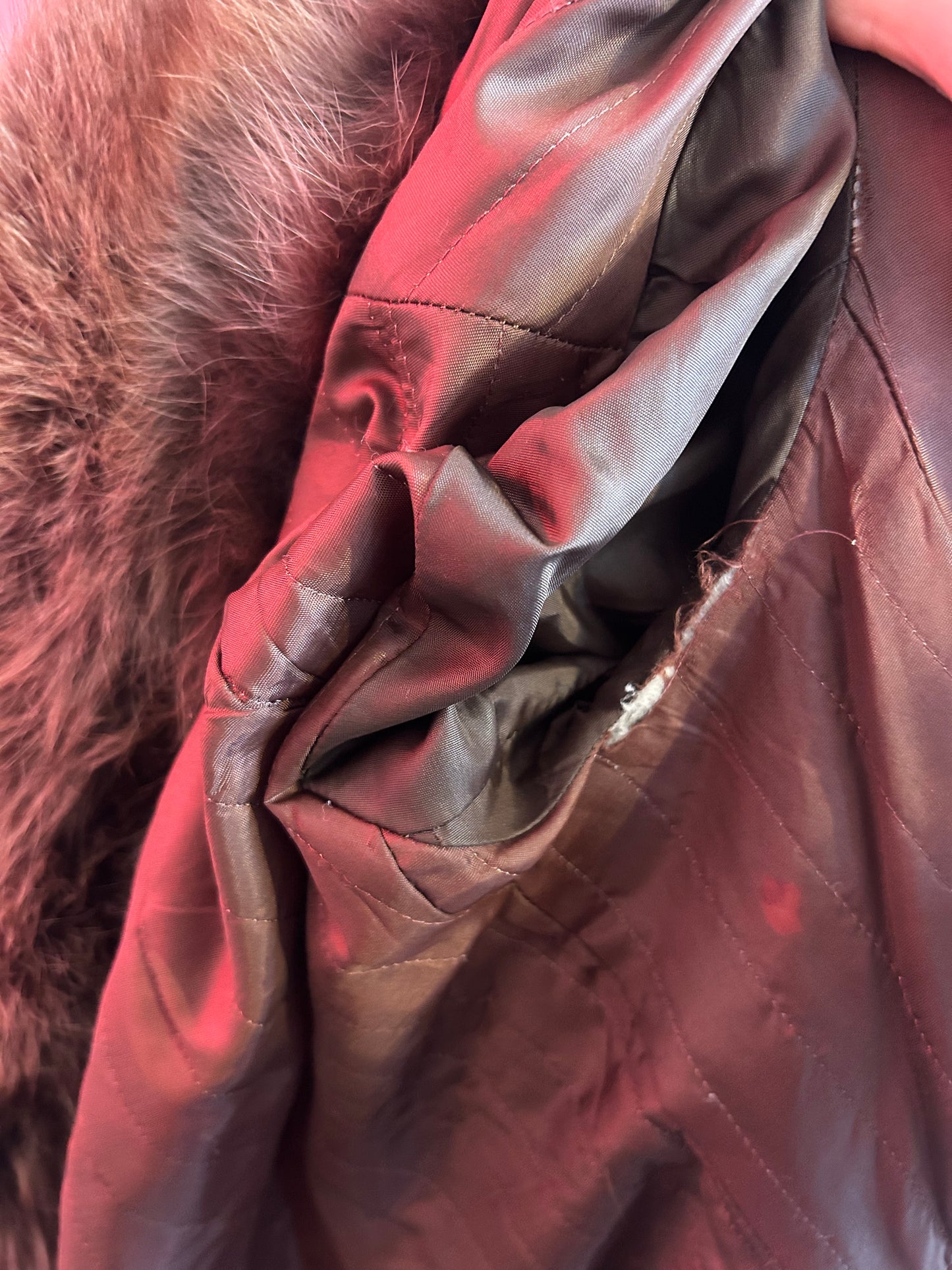 1970s Leather and Fox Fur Penny Lane Coat