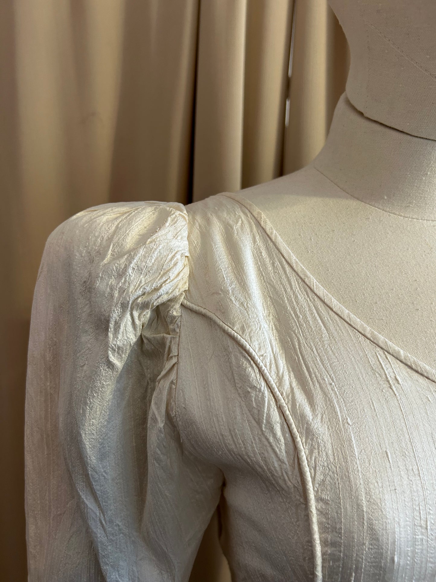Raw Silk and Floral Appliqué dress