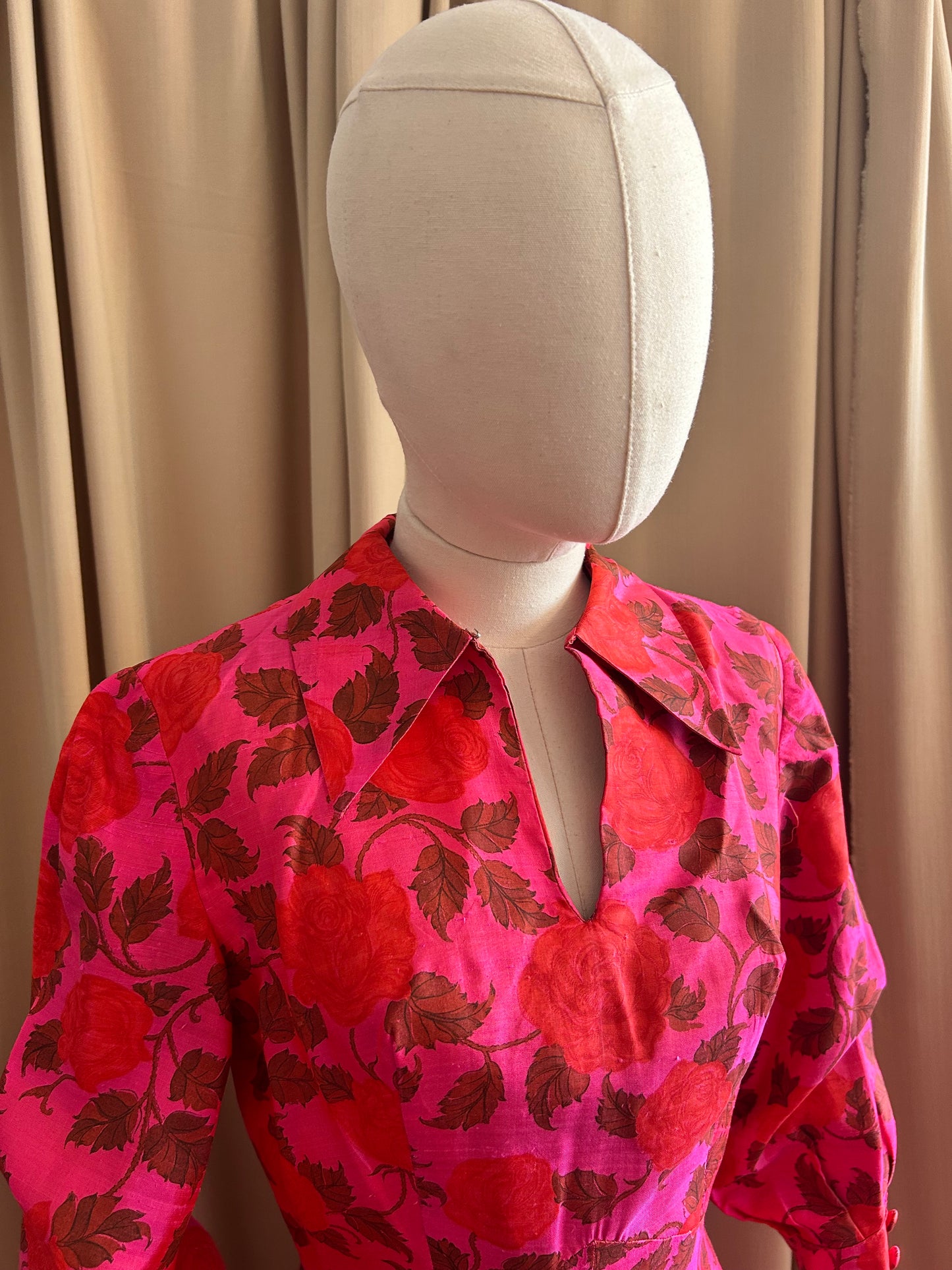 Raw Silk Printed Dress
