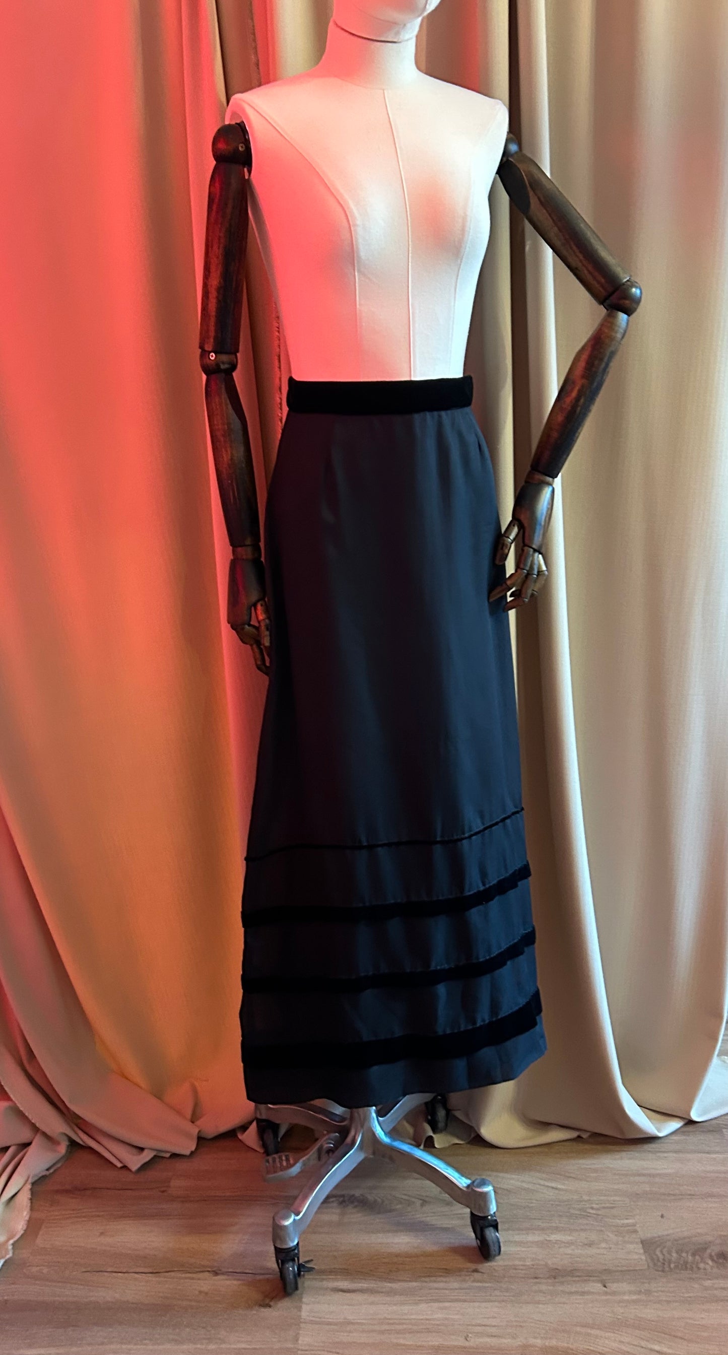 Black Skirt With Velvet Stripes