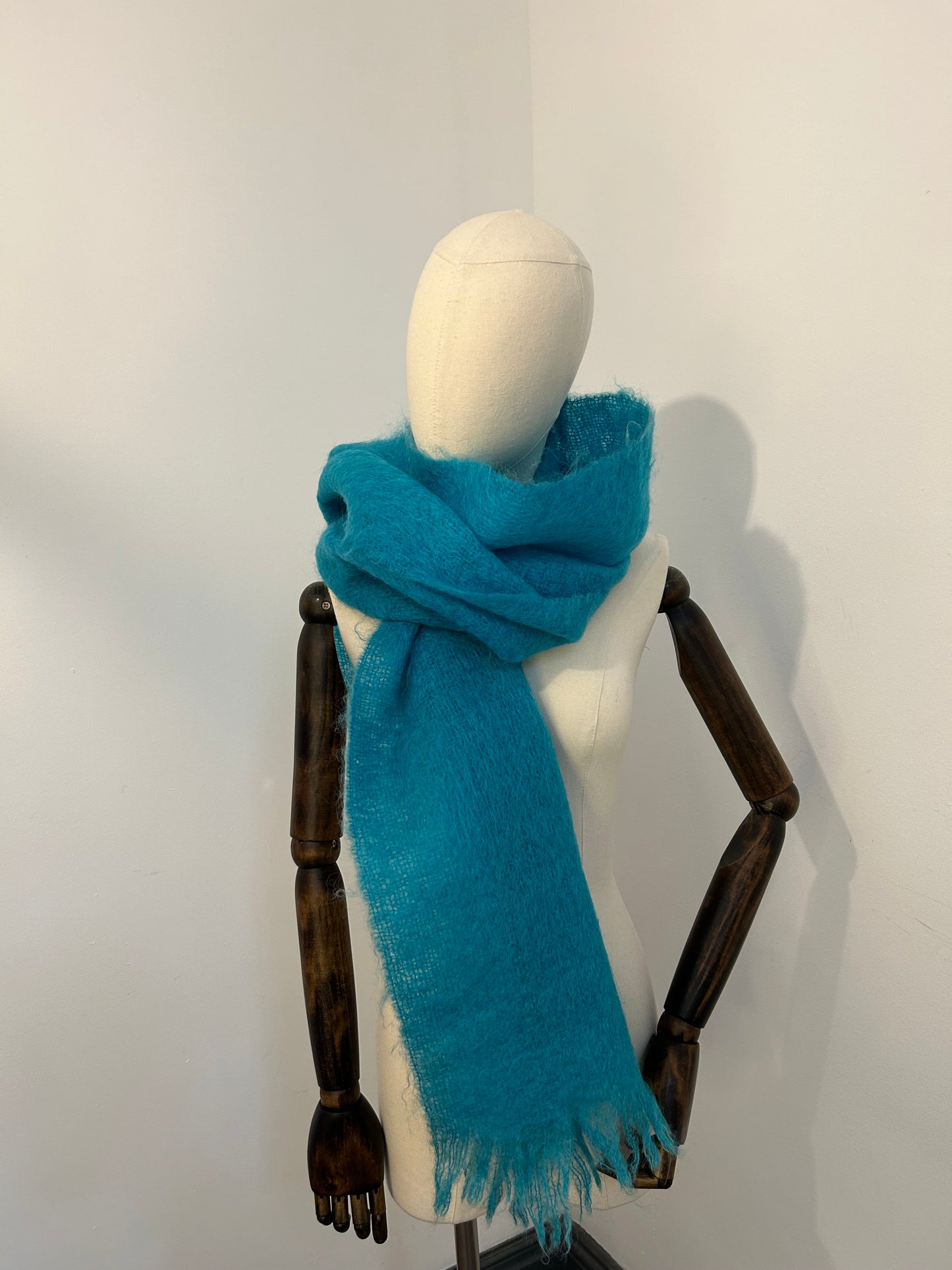 Bright Aqua Mohair Scarf