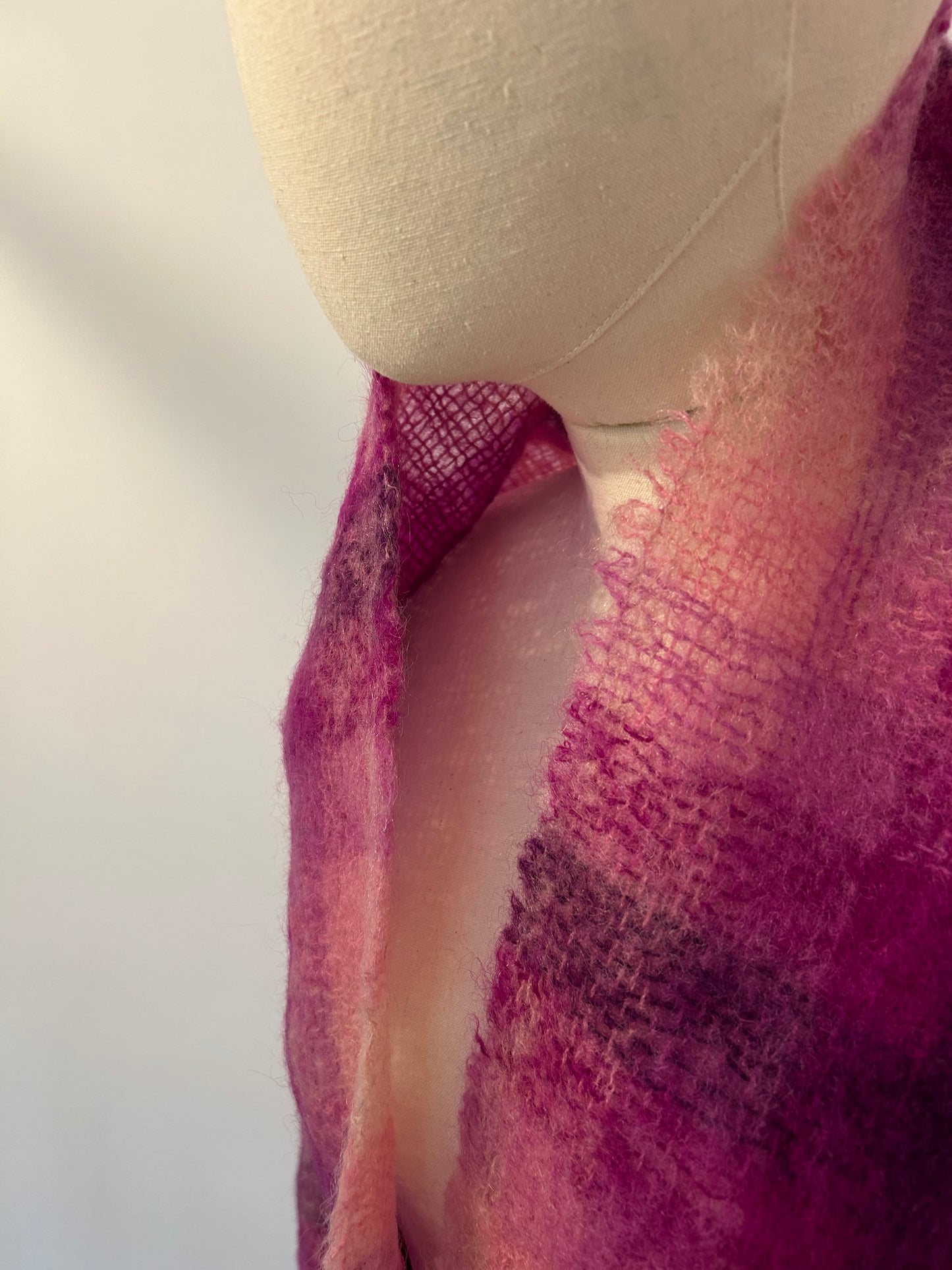 Purple Check Mohair Scarf