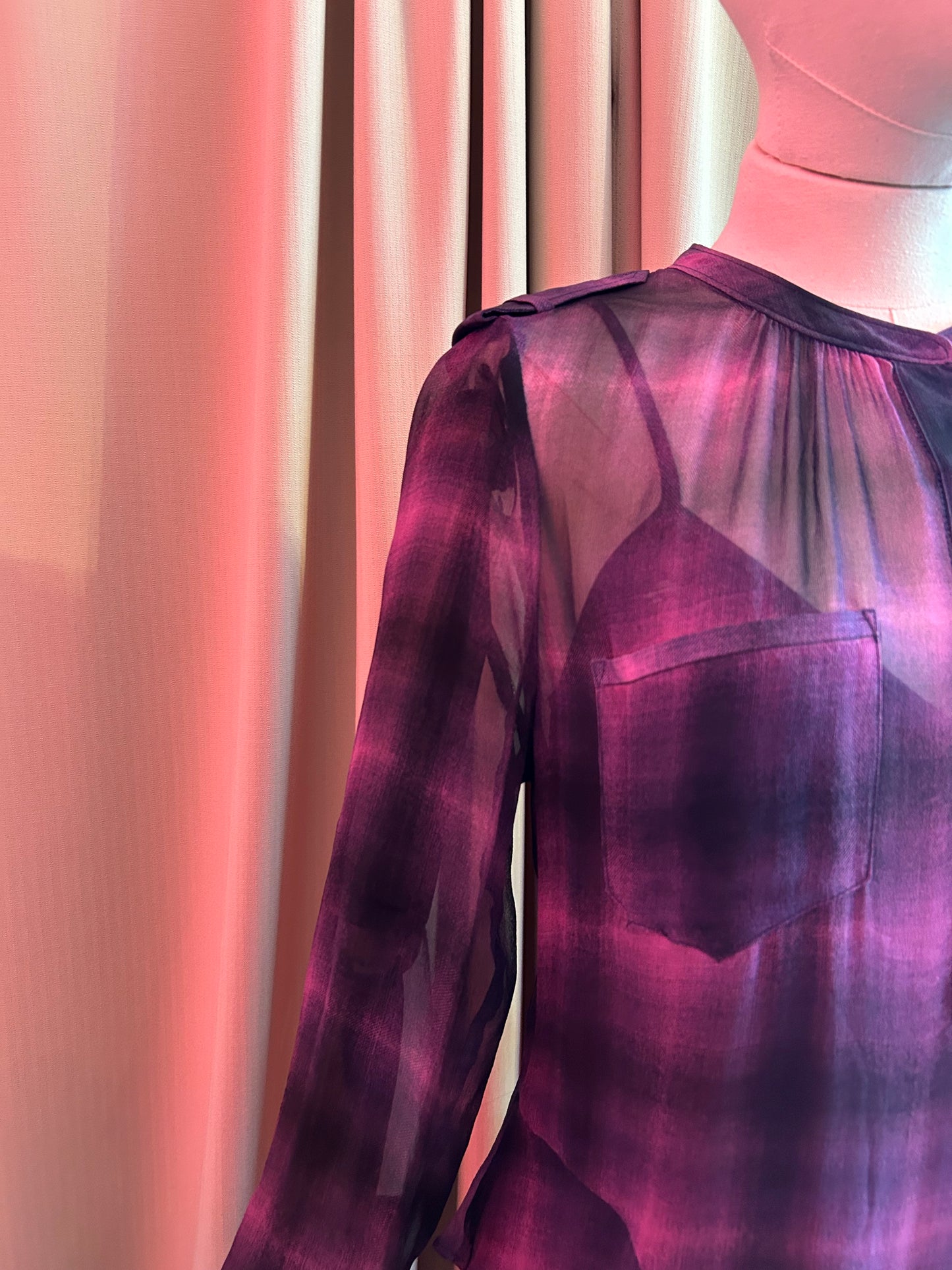 Purple Plaid Silk Dress