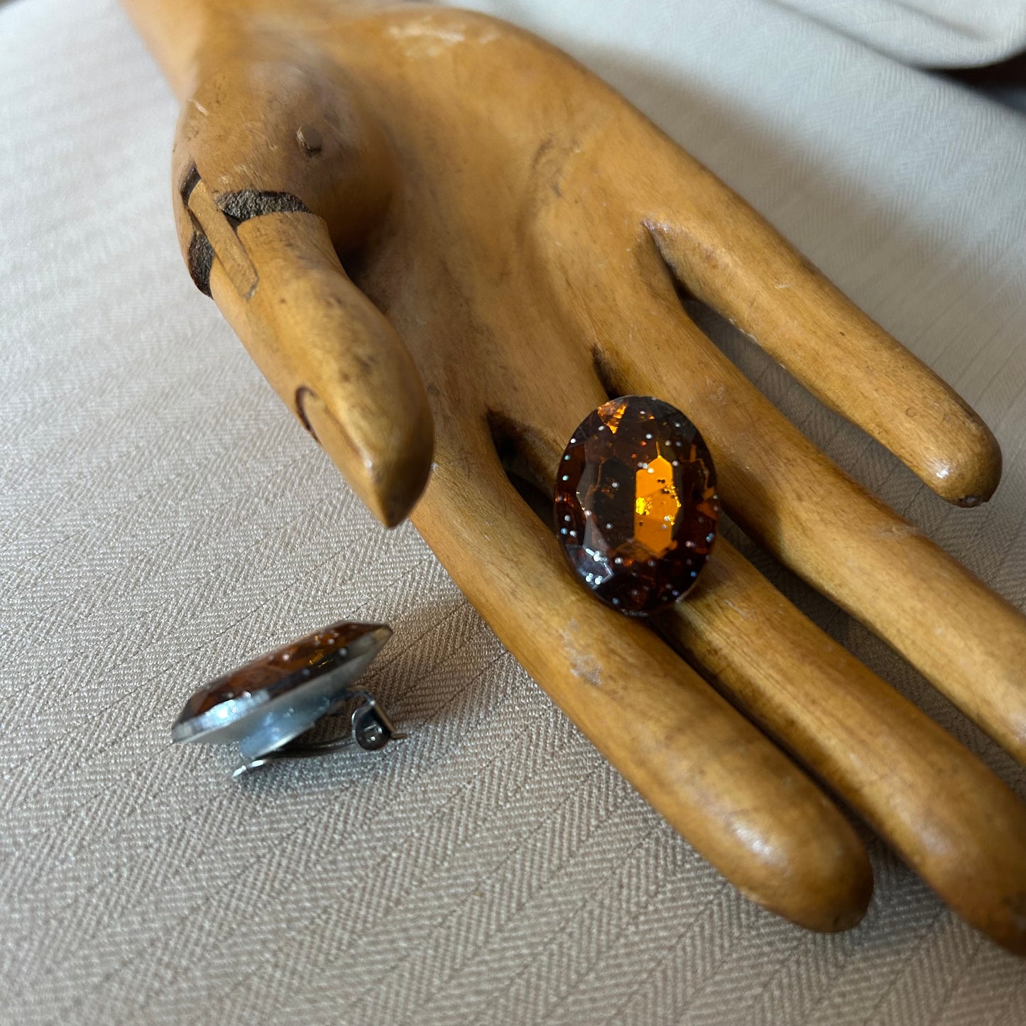 Brown Simulated Gemstone Clip On