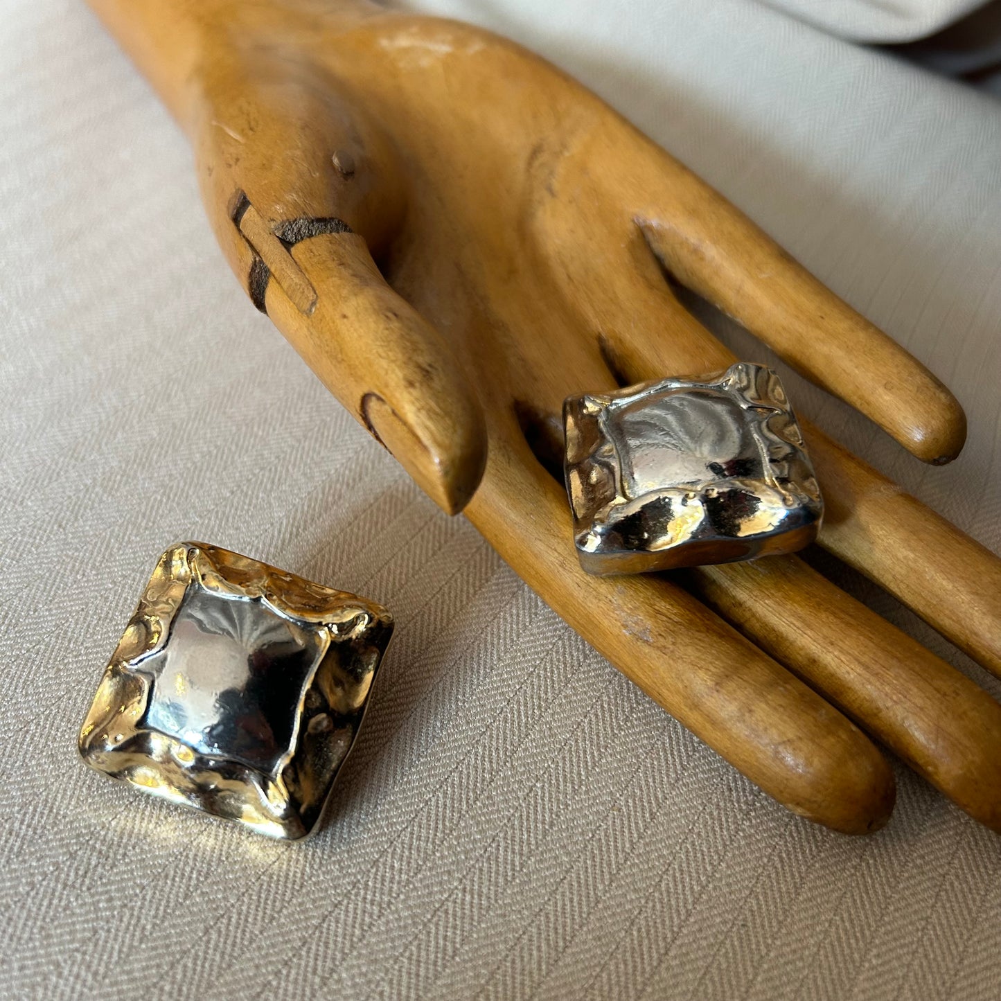 Mixed Metal Squares Clip On